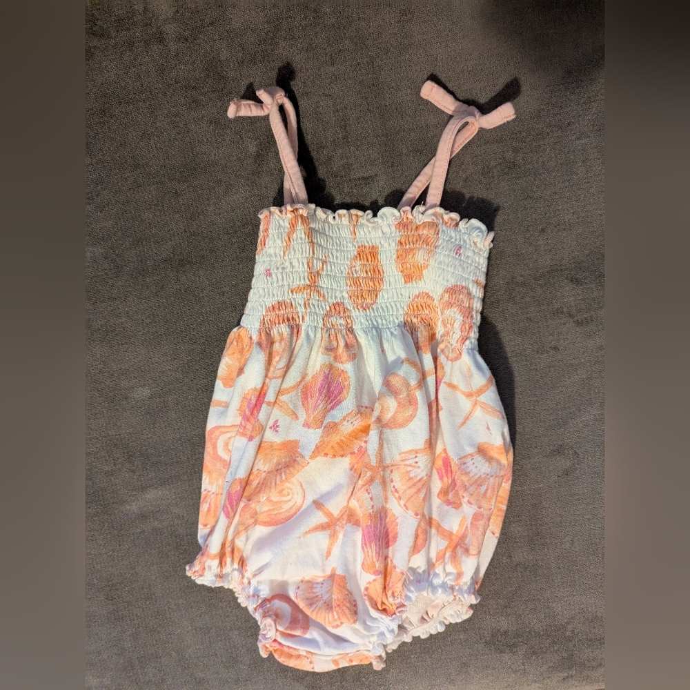 Hartstrings Pink and Orange Seashell Romper
